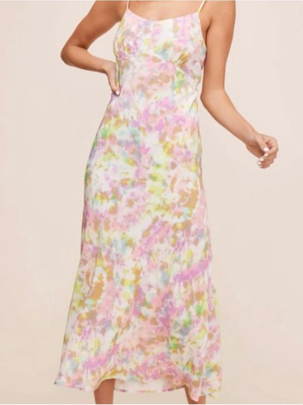 ASTR The Label Pastel Charisma Tie Dye Midi Slip Dress Floral Pastel Summer